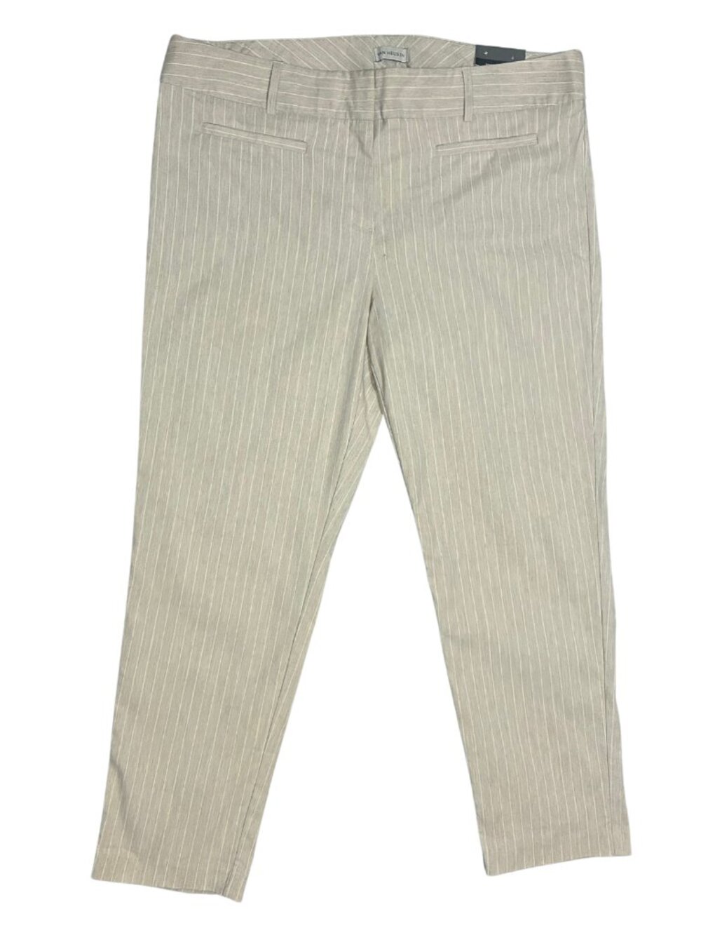 NWT Van Heusen Women's Size 16 Beige Pinstripe Dress Pants Stretch Career Office